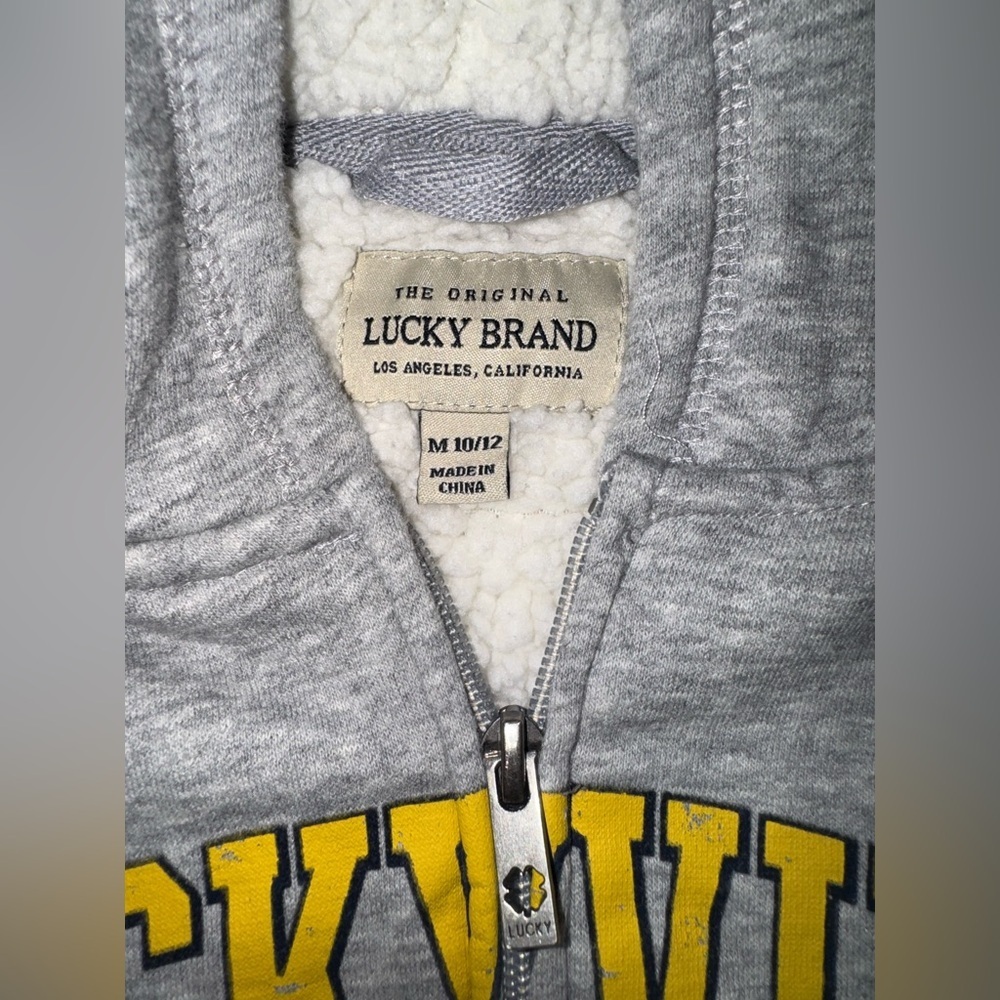 Lucky Brand Luckyville Bulldogs Gray Sherpa Lined Full Zip Youth 10/12 - Picture 5 of 7